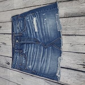 American Eagle Hi-Rise Festival Mini Jean Skirt Distressed